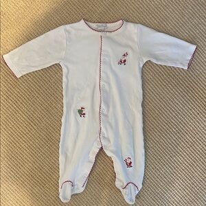 Kissy Kissy White and Red Embroidered Christmas Footie
